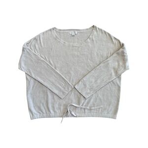 Barefoot Dreams CozyChic Ultra Lite Drawstring Pullover Sweater Beige XL 495